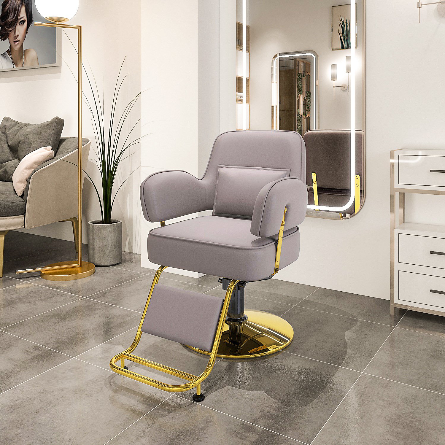 Ready Stocks Commercial Salon Chair Furniture Sets for Sale Barber Shop Hairdresser Chair Hydraulic Pump Barber Chair For Men