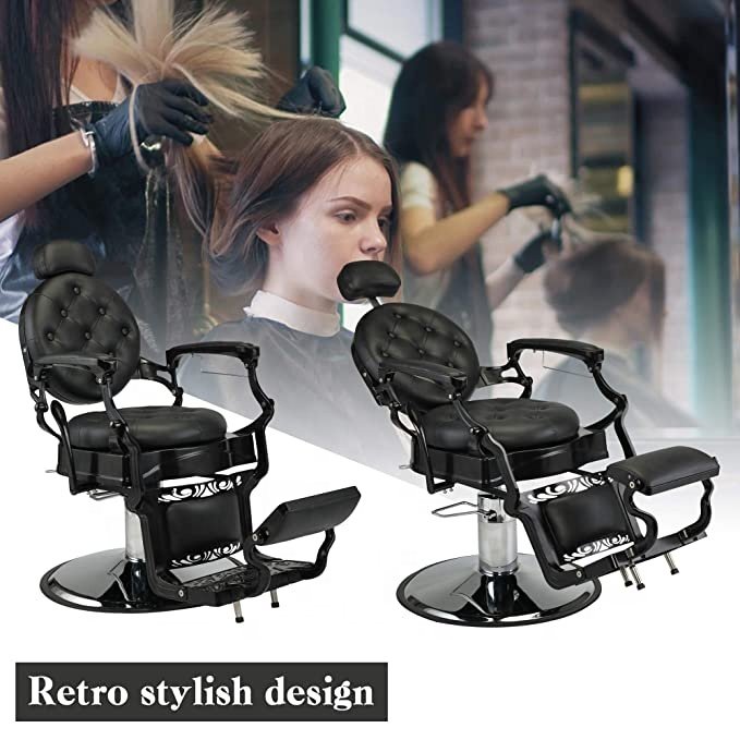 Hydraulic Recline Barber Chair / White Barber Chairs / Luxury Barber Chairs