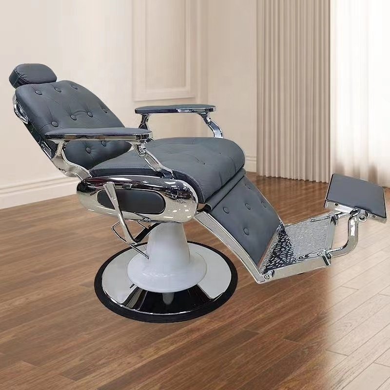 Grey stainless steel salon barber chair Professional Barber Chair hydraulic salon chair reclining manufacturer in China