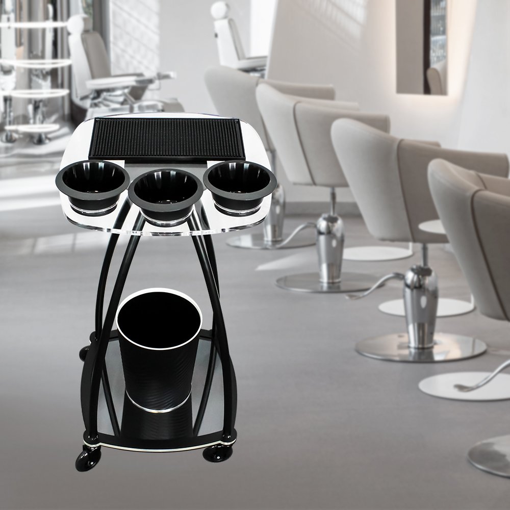 Popular Acrylic Salon Equipment Cosmetic Cart Dressing Salon Trolley Hairdressing Hair Coloring Working Trolley