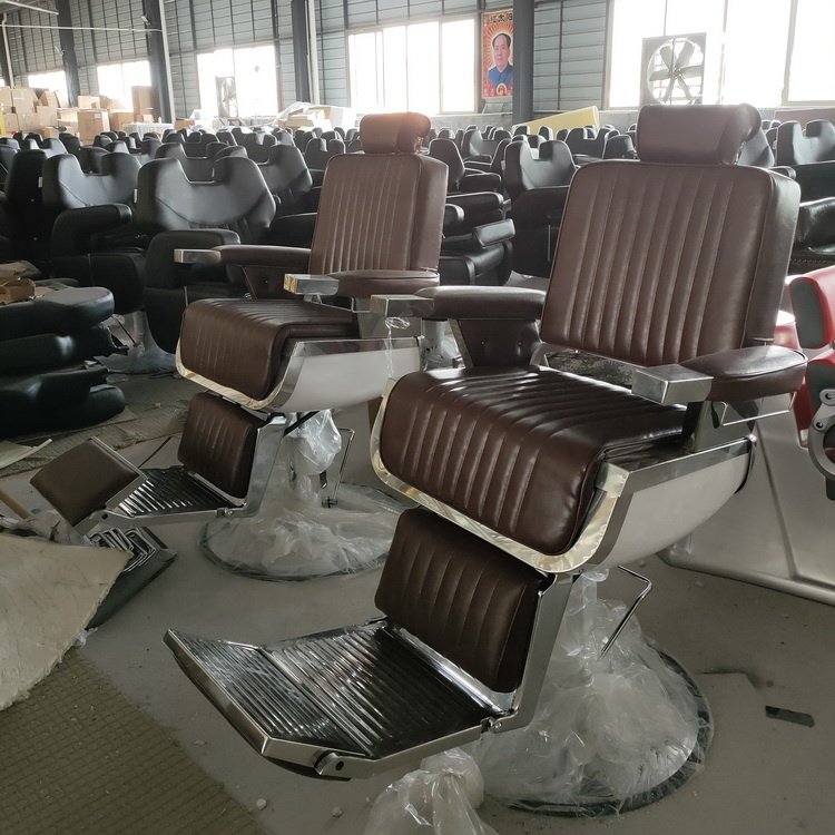 Brown leather haircut men's barber chair for salon furniture