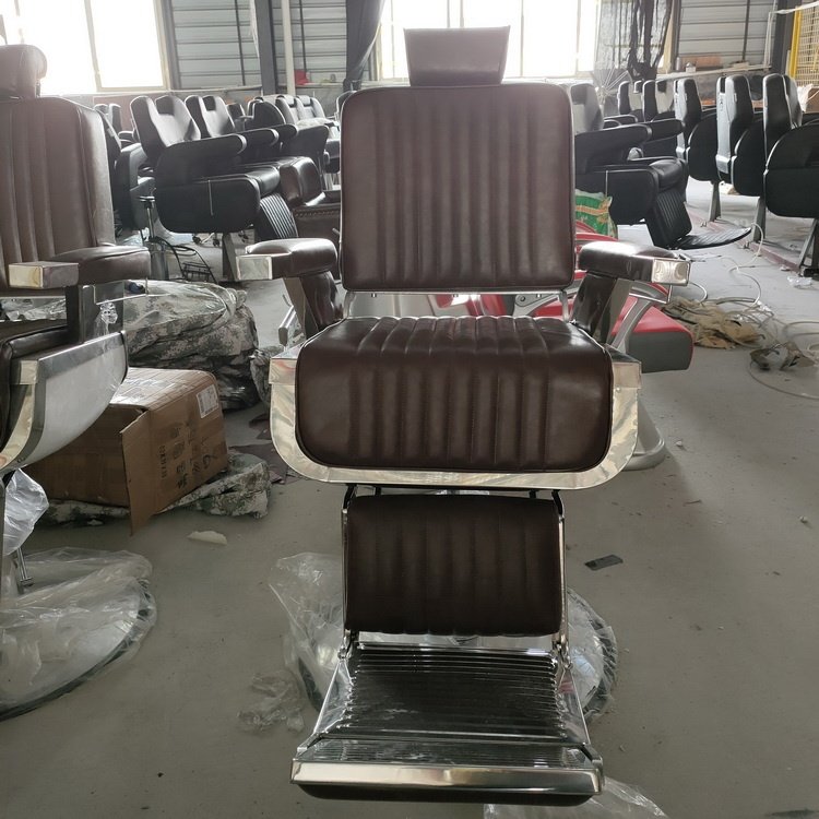 Brown leather haircut men's barber chair for salon furniture