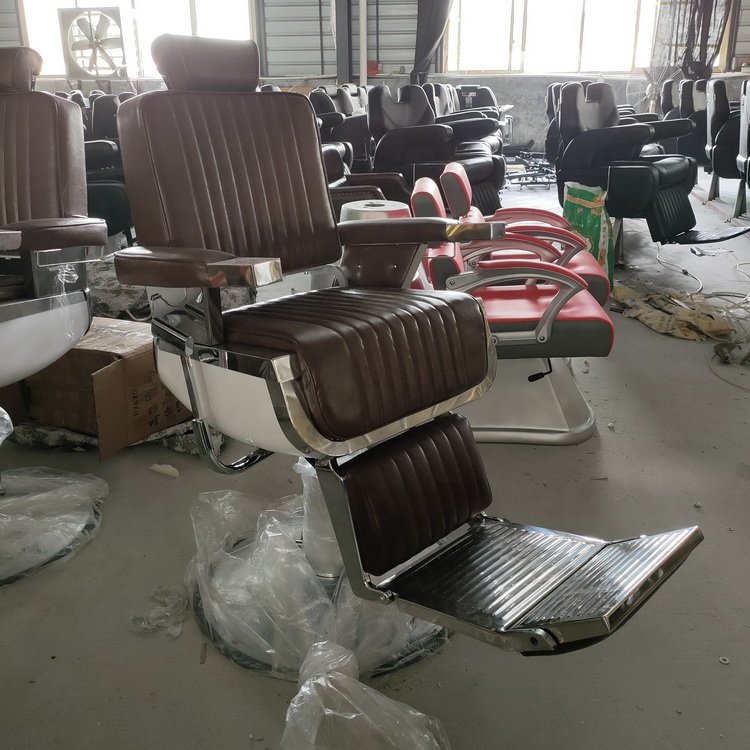 Brown leather haircut men's barber chair for salon furniture