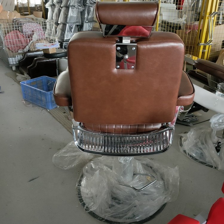 Brown leather haircut men's barber chair for salon furniture