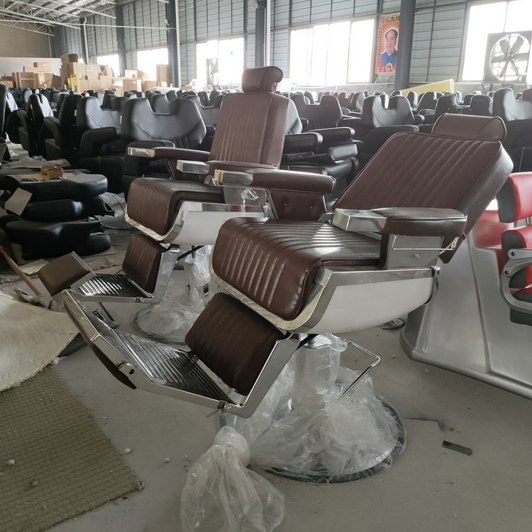 Brown leather haircut men's barber chair for salon furniture
