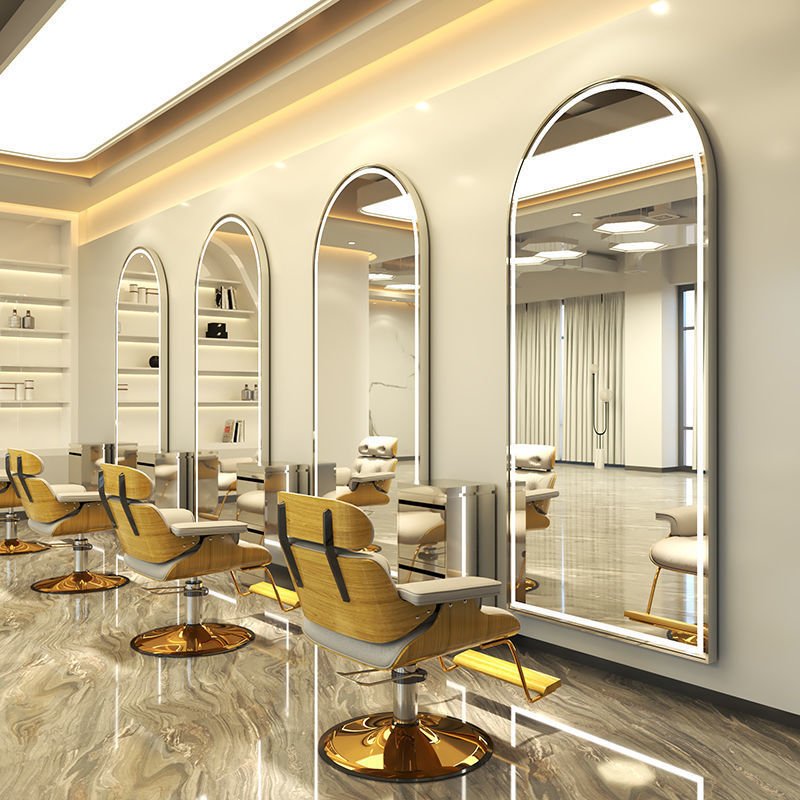 Floor-standing single-sided double-sided mirror table for barber shop salon hair salon with led light hair dressing mirror