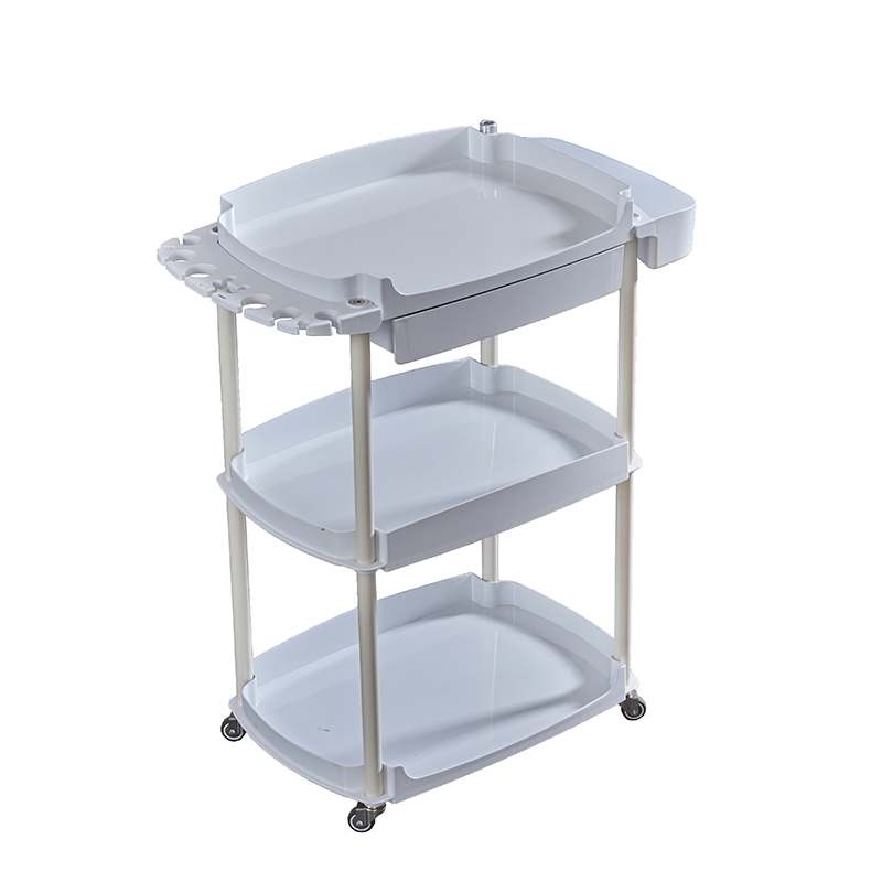 Beauty Salon Trolley Cart with Drawer Luxury Salon Furniture Plastic and Metal Handcart 3 Layer Shelf Move with Wheels