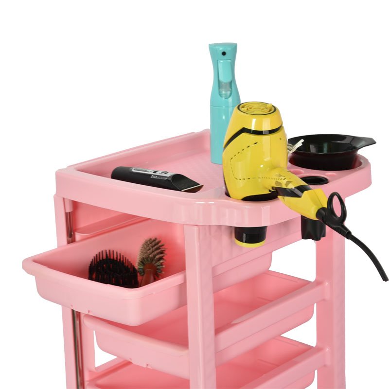 Modern Pink Salon Trolley Professional Manicure and Tattoo Storage Cart for Hair Stylists