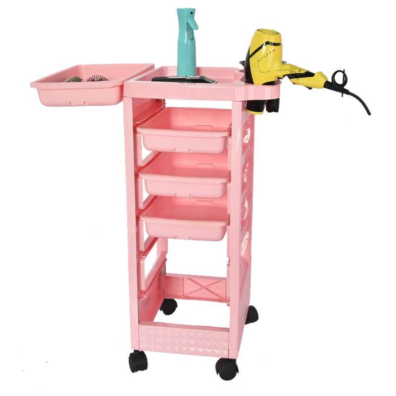 Modern Pink Salon Trolley Professional Manicure and Tattoo Storage Cart for Hair Stylists