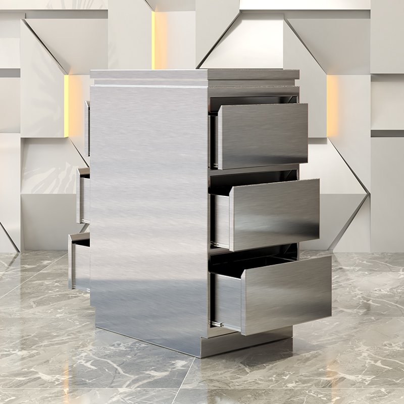 Double sided three draw stainless steel production hair salon tool cabinet color selection