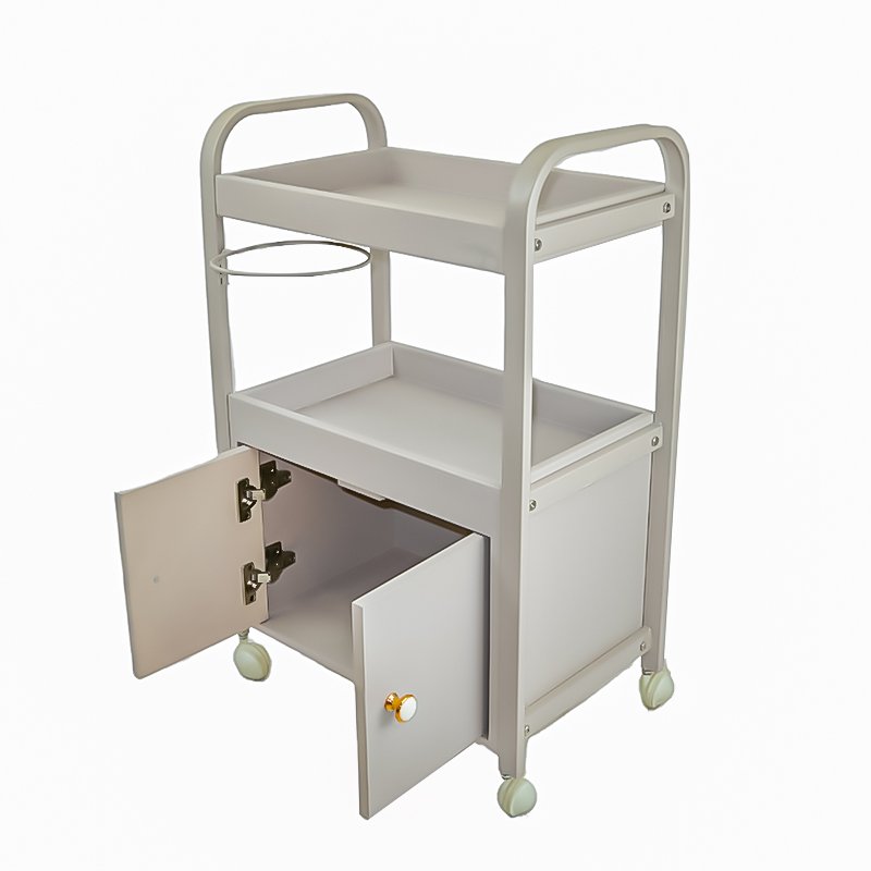 High quality Furniture Stainless Steel Styling Salon Tool Beauty Hair Salon Side Trolley with wheels and Drawers