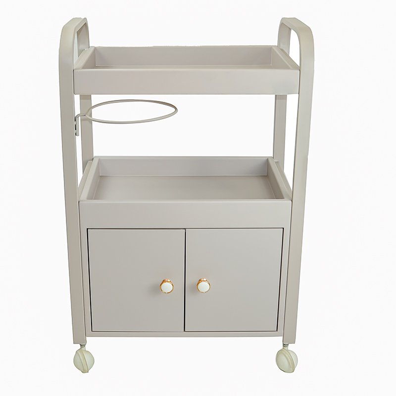 High quality Furniture Stainless Steel Styling Salon Tool Beauty Hair Salon Side Trolley with wheels and Drawers