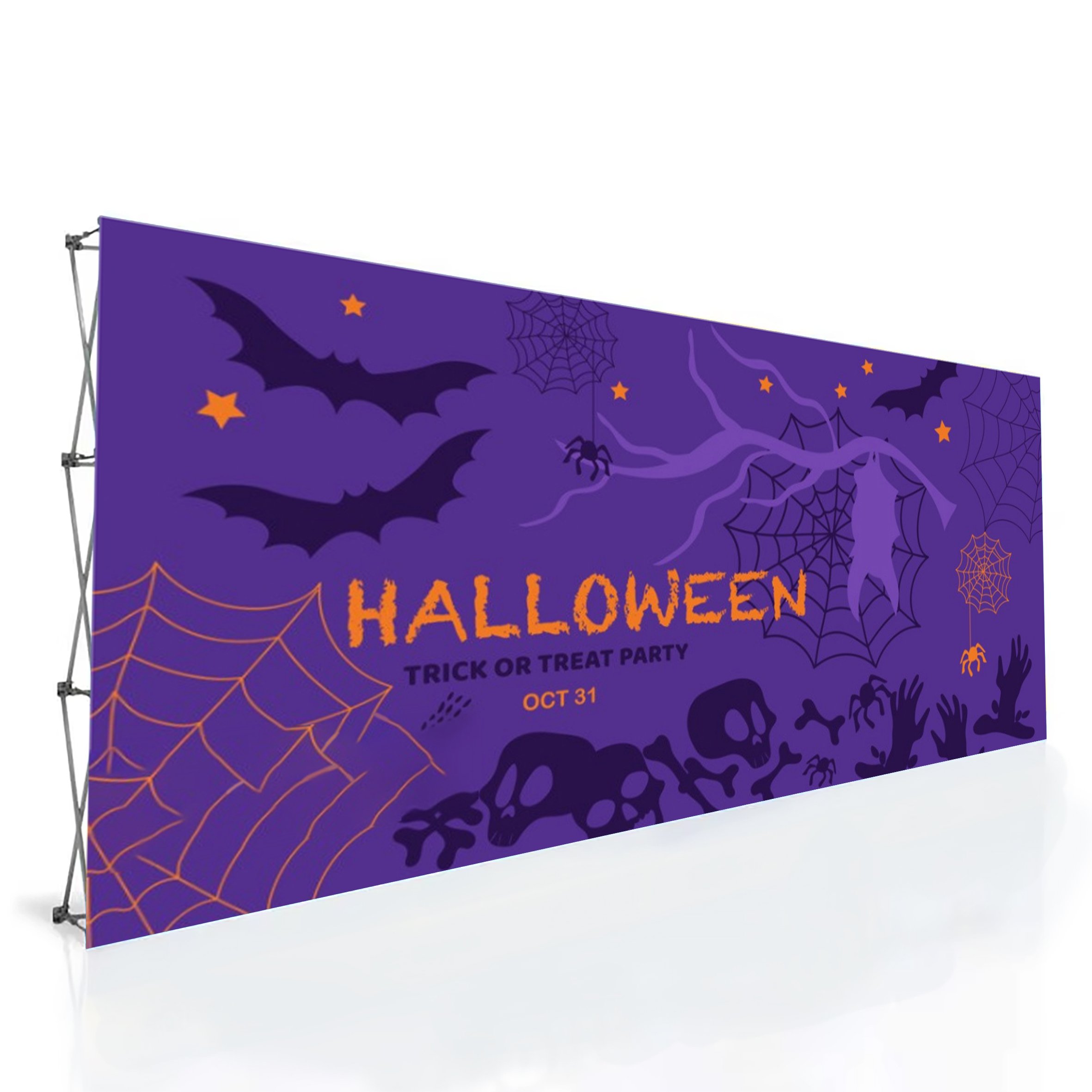 Custom Halloween Cartoon Style Atmosphere Backdrop Antirust Exhibition Pop Banner With Aluminium Alloy frame