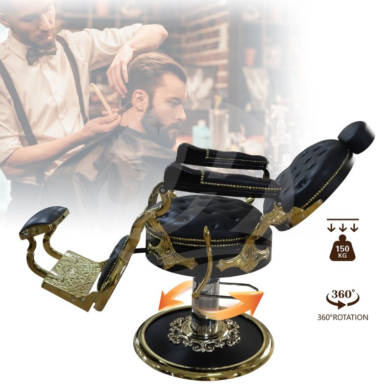 Luxury vintage gold beauty salon barber chair stylish reclinable barbershop chair hydraulic pump for hairdresser