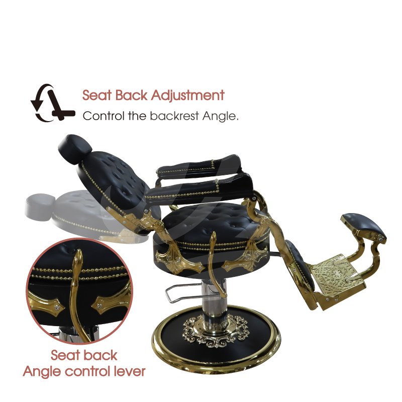 Luxury vintage gold beauty salon barber chair stylish reclinable barbershop chair hydraulic pump for hairdresser
