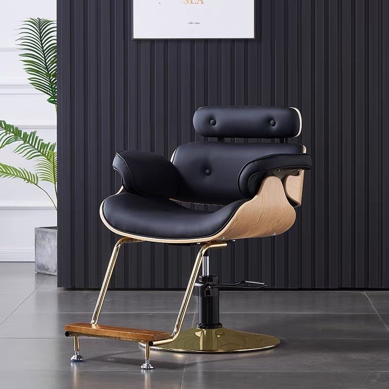 American style Wooden hair barber chair leather Salon sejour modern equipment furniture set for sale