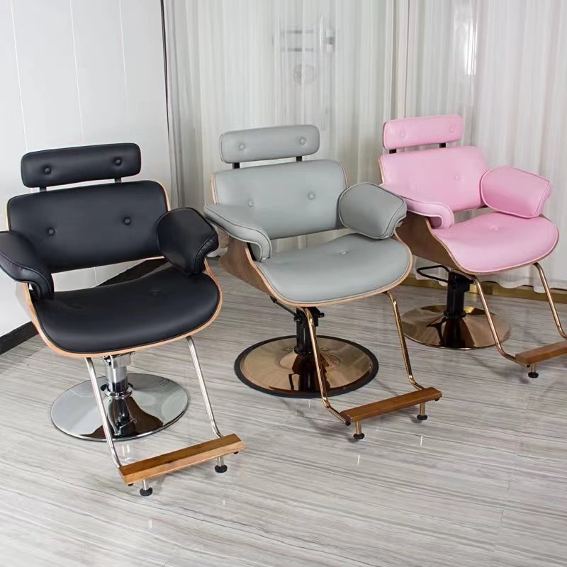 American style Wooden hair barber chair leather Salon sejour modern equipment furniture set for sale