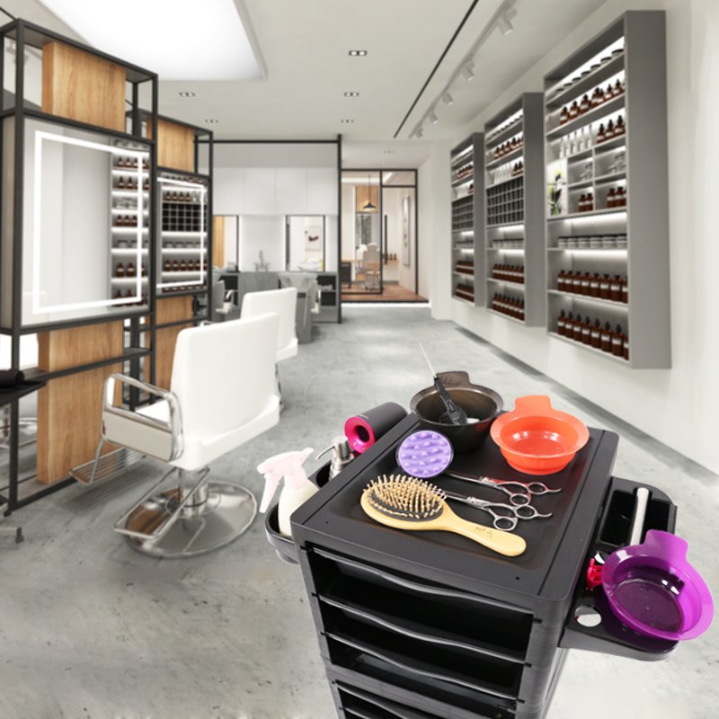 Professional Salon Cart Rolling Trolley with Drawers Mobile Beauty Salon Trolley Hairdresser Utility Cart Metal Frame