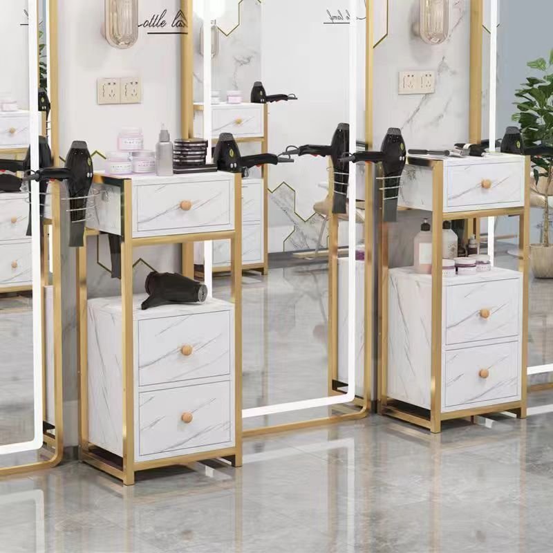 Auxiliary Cart Hairdresser Salon Gold Hairdressing Rotating Trolley Hotel Professional Bar Makeup Aesthetics Spa Furniture Metal