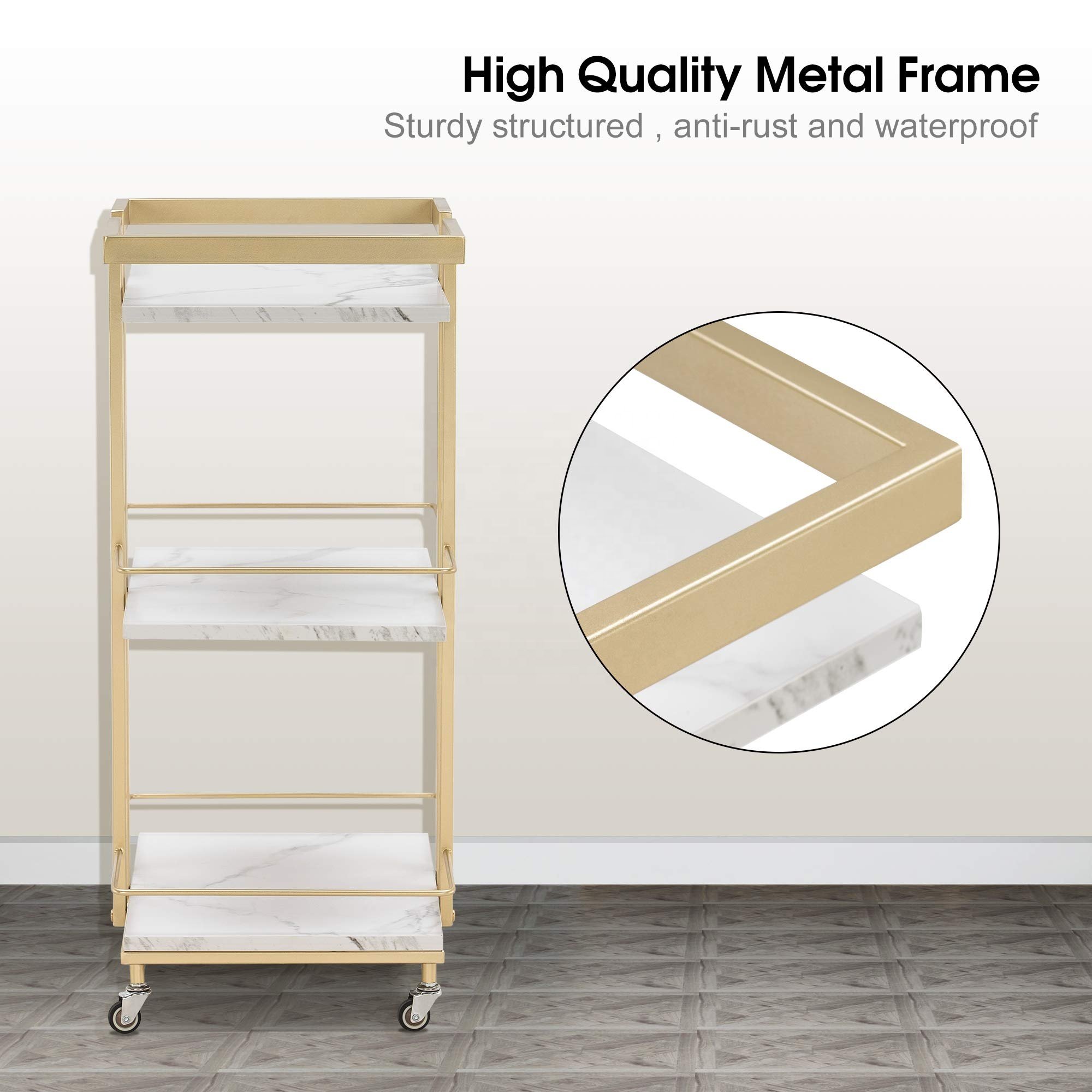 New trolley for beauty machine Gold mobile beauty trolley High quality beauty case trolley ready to ship