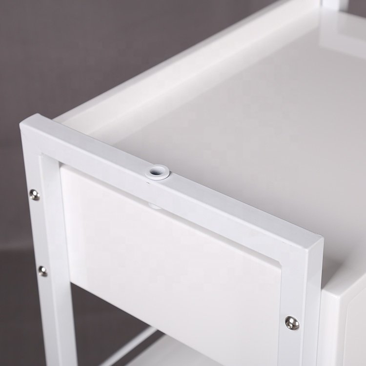Manufacturer's New Design Barber Cheap Lockable Rolling Metal Beauty Nail Gold Storage Facial Tray Cart