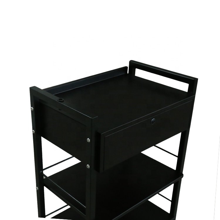 Manufacturer's New Design Barber Cheap Lockable Rolling Metal Beauty Nail Gold Storage Facial Tray Cart
