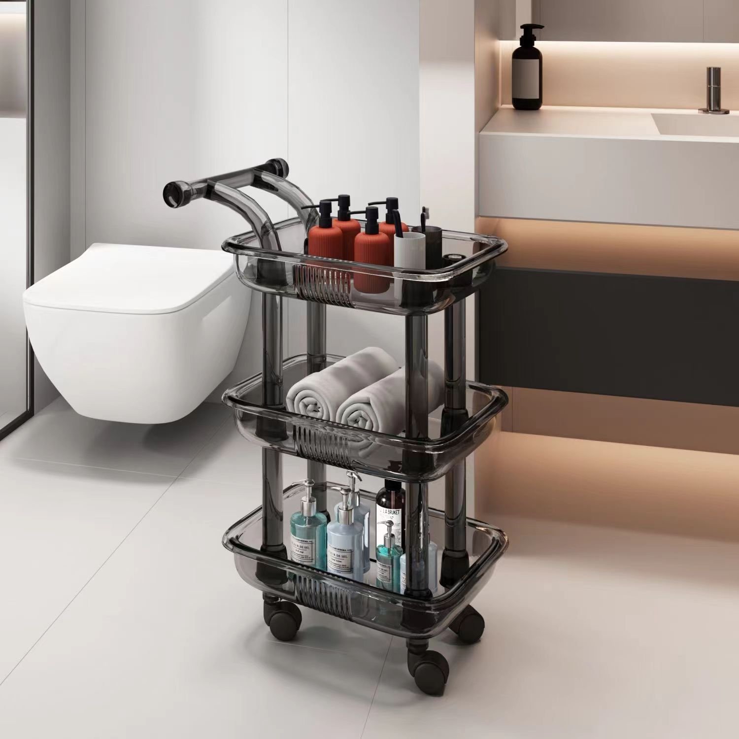 New Design Multifunctional Hairdressing Shop Salon Spa Four Color Two Layer Plastic Beauty Cart
