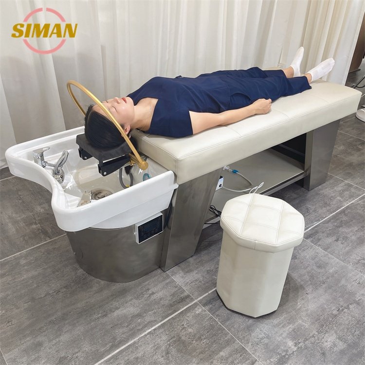 Siman head spa shampoo bed hair washing massage chair latest luxury with spa ring shower head water therapy salon furniture