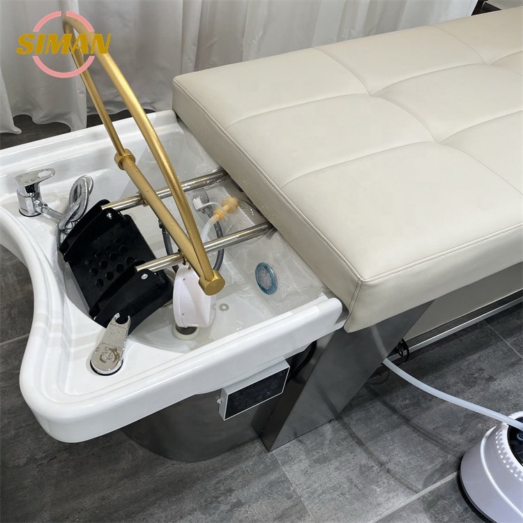 Siman head spa shampoo bed hair washing massage chair latest luxury with spa ring shower head water therapy salon furniture