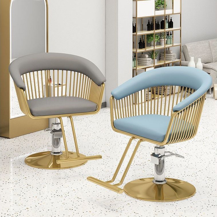 Barbershop chair Modern light luxury gold custom style metal barber chair Hairdresser chair