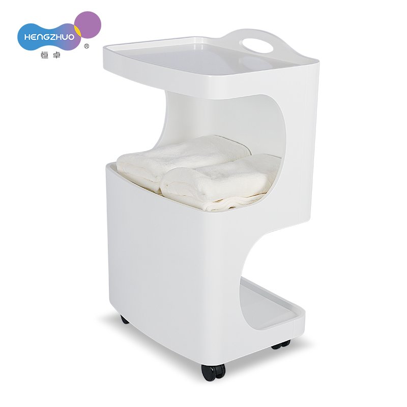 Nail Storage Cart Wooden Beauty Salon Trolley Professional Metal & Wooden with 4 Wheels Modern Small Salon Furniture