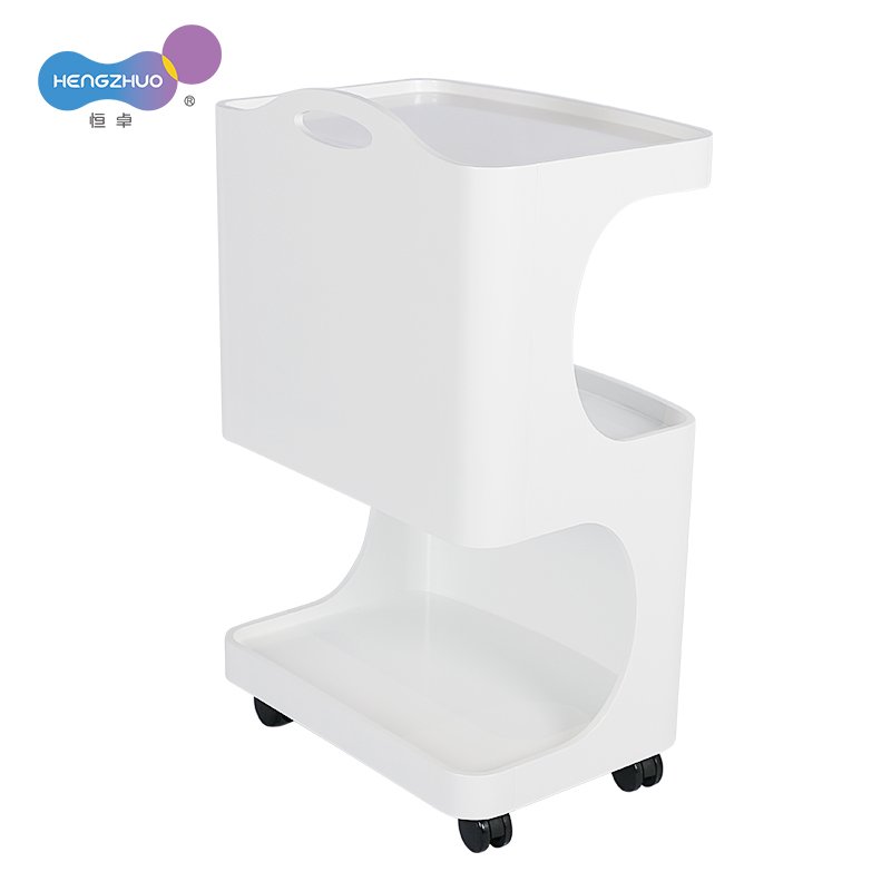 Nail Storage Cart Wooden Beauty Salon Trolley Professional Metal & Wooden with 4 Wheels Modern Small Salon Furniture