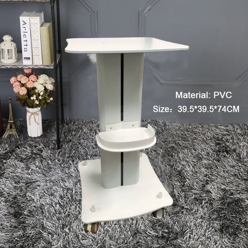 PVC Facial Machine Used Beauty Instrument Salon Tray Rolling Cart Trolley SPA Beauty Trolley with Wheels Salon Furniture White