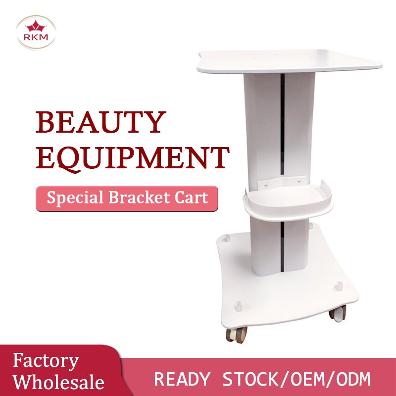 PVC Facial Machine Used Beauty Instrument Salon Tray Rolling Cart Trolley SPA Beauty Trolley with Wheels Salon Furniture White
