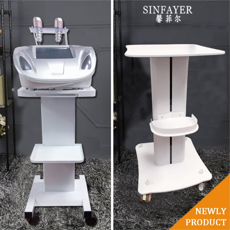 PVC Facial Machine Used Beauty Instrument Salon Tray Rolling Cart Trolley SPA Beauty Trolley with Wheels Salon Furniture White