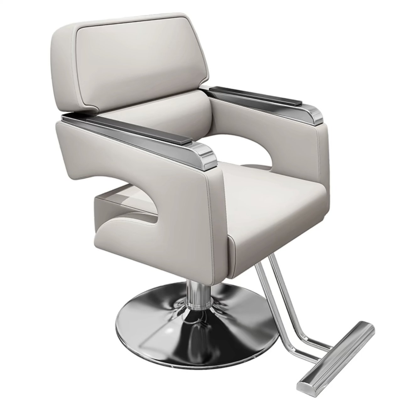 High-end hair salon furniture armchair can rotate and lift stainless steel black metal men's barber seat chair