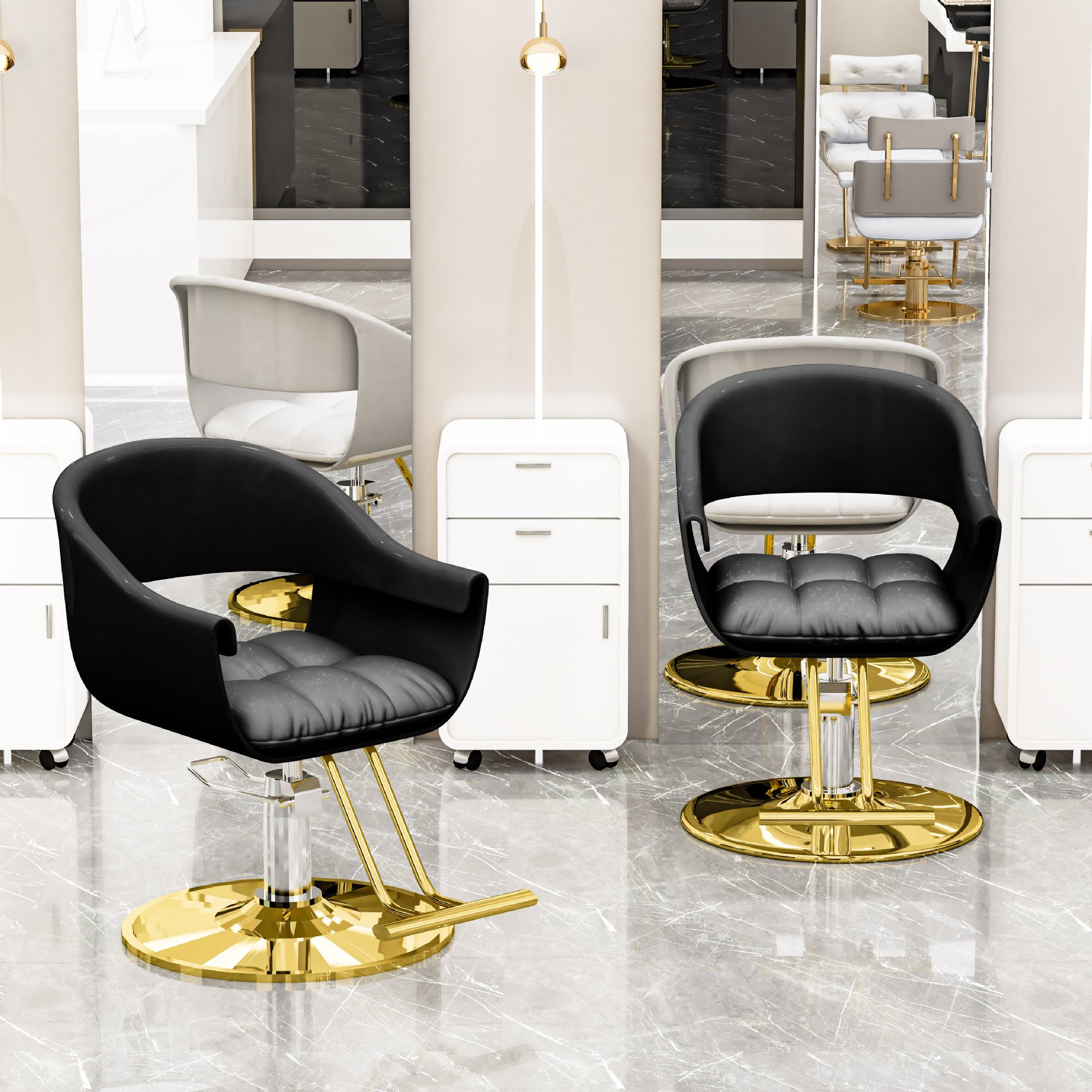 Women men beauty salon chair barber shop chairs adjustment height swivel golden barber chair