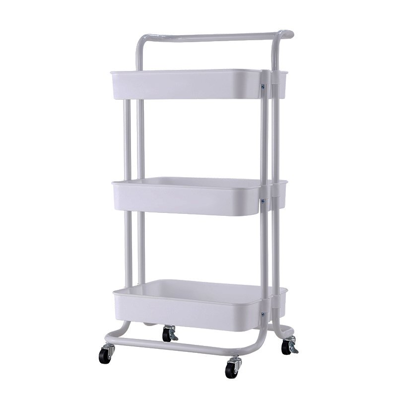 Dining Furniture Storage Racks and Shelves 3 Tier Rolling Trolley Kitchen Salon Furniture Trolley Furniture Carts Handle Roller