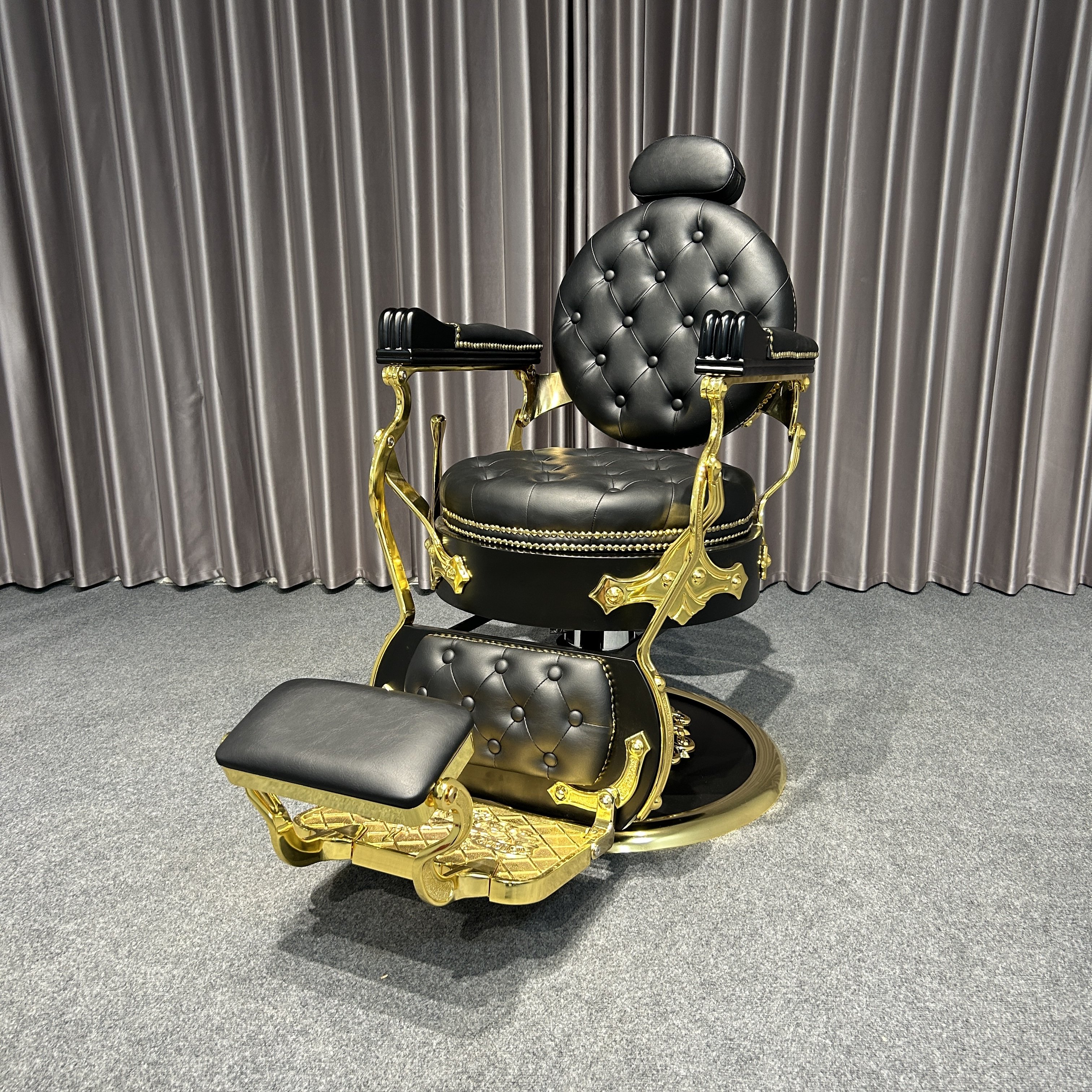King Retro Classic Hydraulic Salon Chair Luxury Metal Hairdressing Armrest with Styling Fashionable Furniture Designed Salon Use