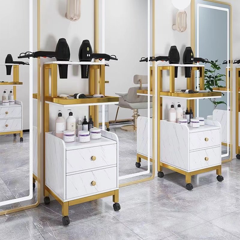 K Barber trolley beauty cmetal gold white hairdressing hair salon equipment salon trolley cart
