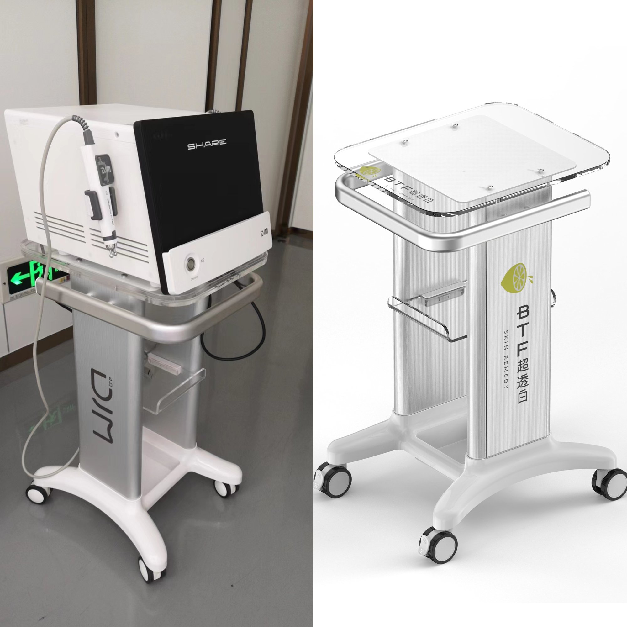 Hot Sale Metal Acrylic Plexiglas Beauty Salon Trolley Aesthetics trolley laser physiotherapy machine trolley