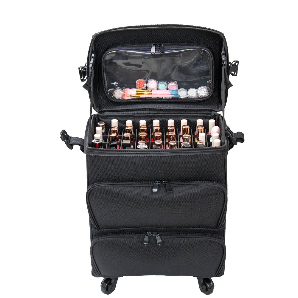Manicure Nail Salon Furniture Wholesale Beauty Nail Soft Trolley Case With Drawers Travel Makeup Case