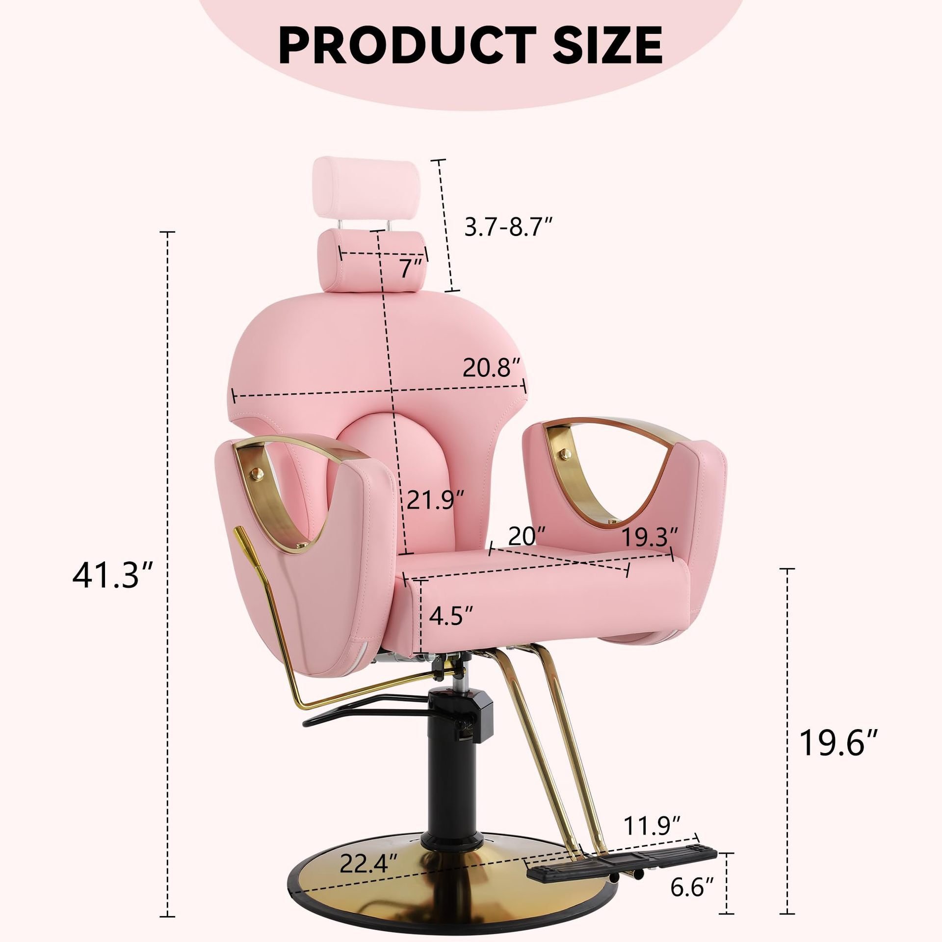 Pink Gold Barber Chair Heavy Duty Reclining Hair Styling Chair Professional Hydraulic Salon Chair for Barbershop