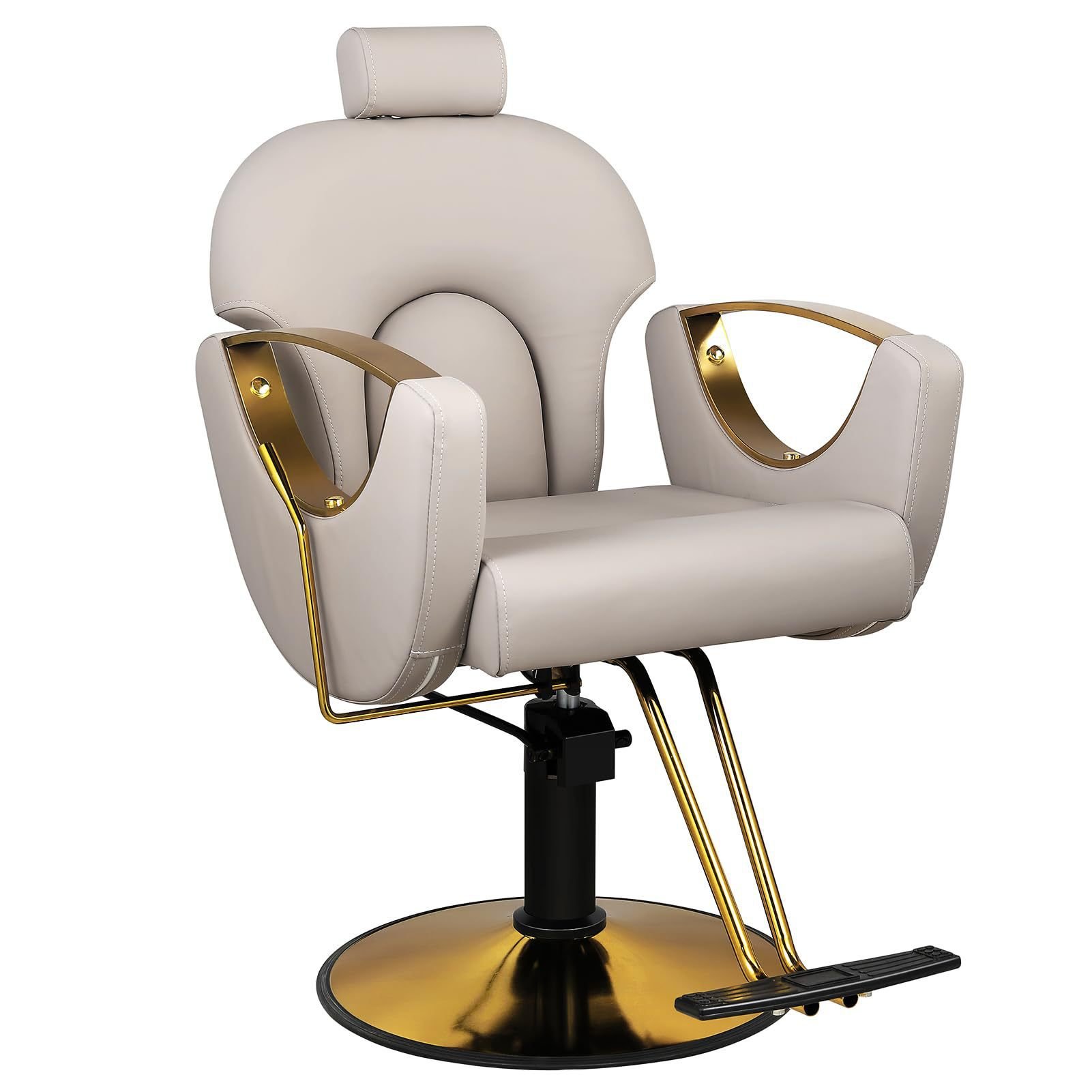 Pink Gold Barber Chair Heavy Duty Reclining Hair Styling Chair Professional Hydraulic Salon Chair for Barbershop