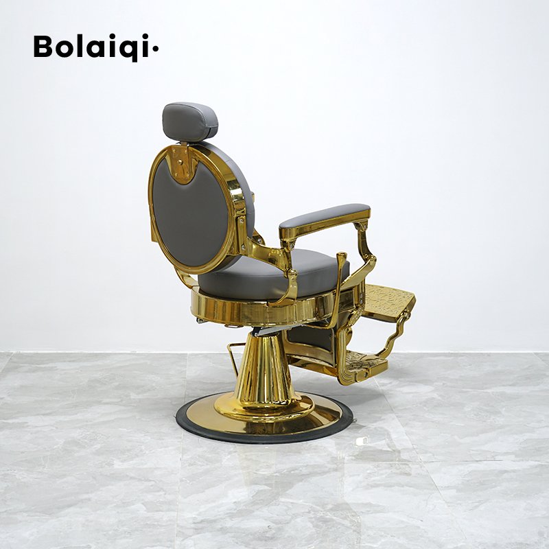 BOLAIQI Factory Price Aluminum Alloy Frame Barber Chair Gold Heavy Duty Hydraulic Pump Grey Barber Chair