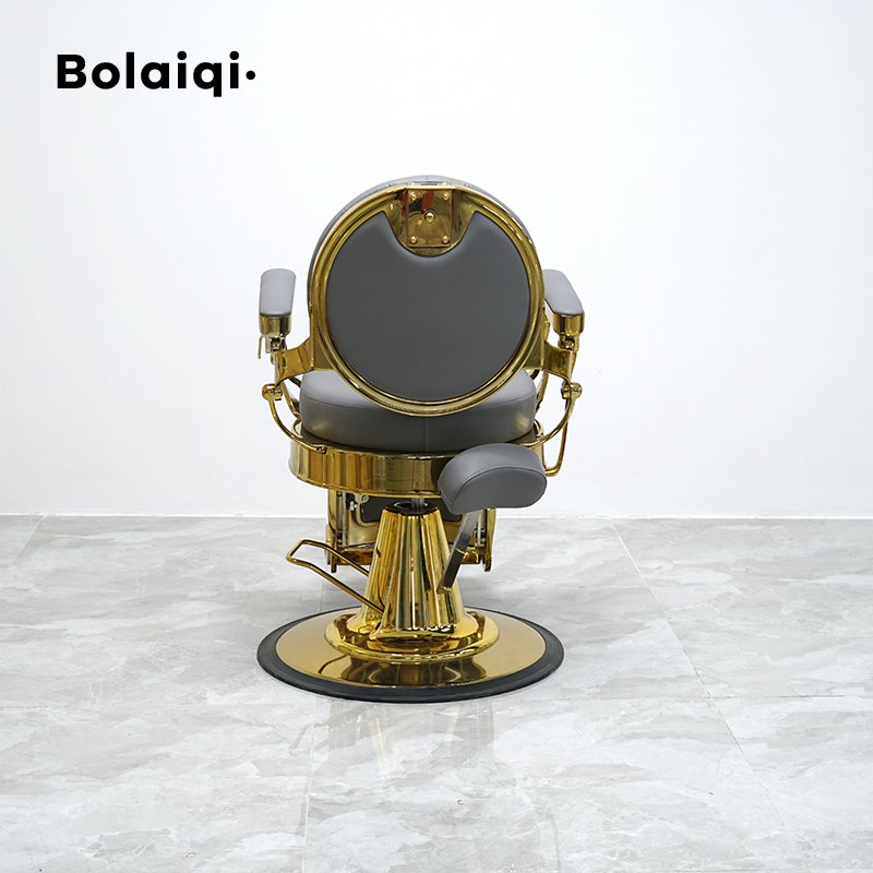BOLAIQI Factory Price Aluminum Alloy Frame Barber Chair Gold Heavy Duty Hydraulic Pump Grey Barber Chair
