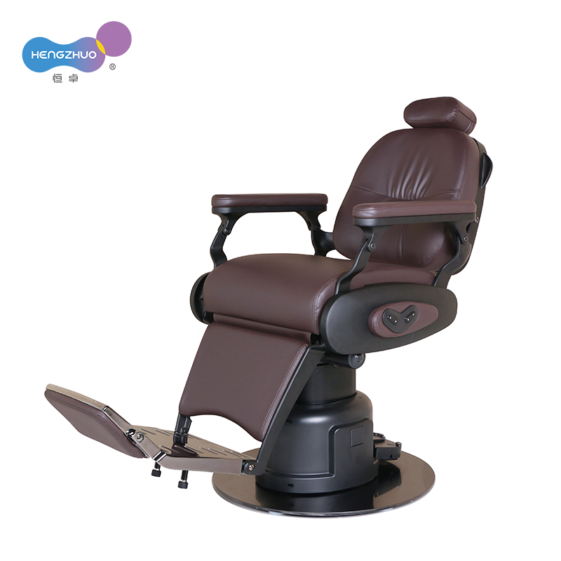 Electric Barber Chair for Beauty Salon and Hair Salon with Stainless Steel Metal Base and USB Port Rotatable Hairdressing Chair