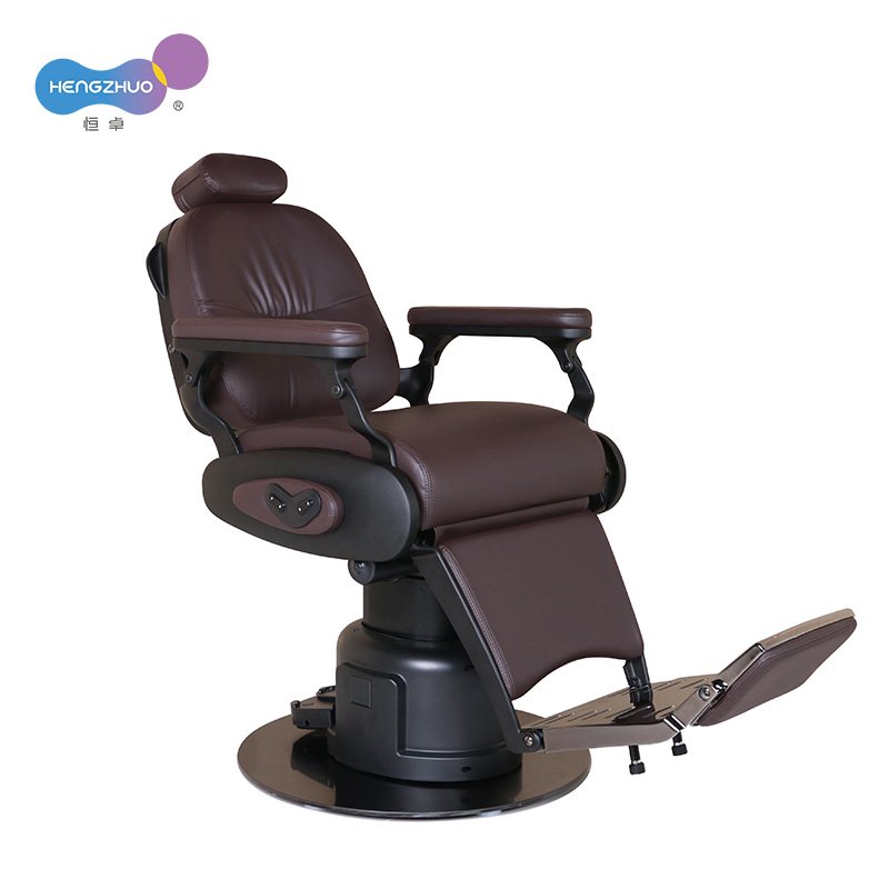 Electric Barber Chair for Beauty Salon and Hair Salon with Stainless Steel Metal Base and USB Port Rotatable Hairdressing Chair