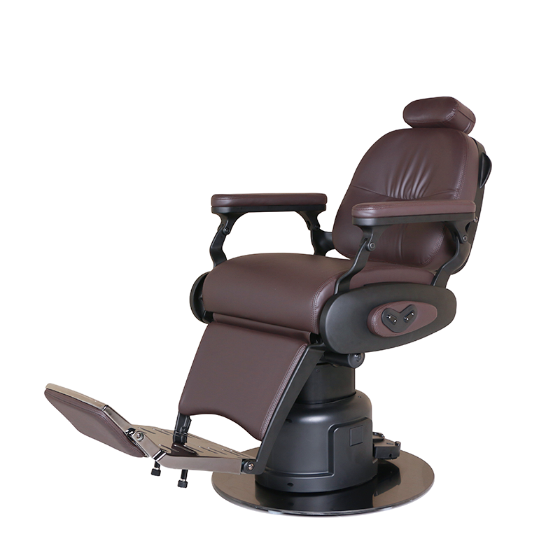 Electric Barber Chair for Beauty Salon and Hair Salon with Stainless Steel Metal Base and USB Port Rotatable Hairdressing Chair