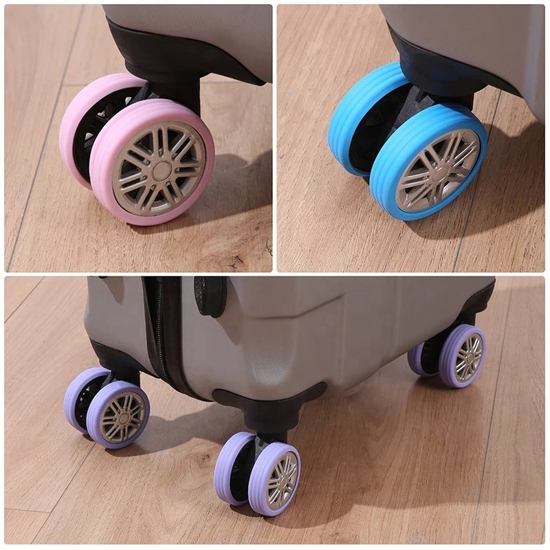 8pcs Travel luggage suitcase wheel protector Silicone Silent Protection Cover Trolley Case Silicone Caster Cover